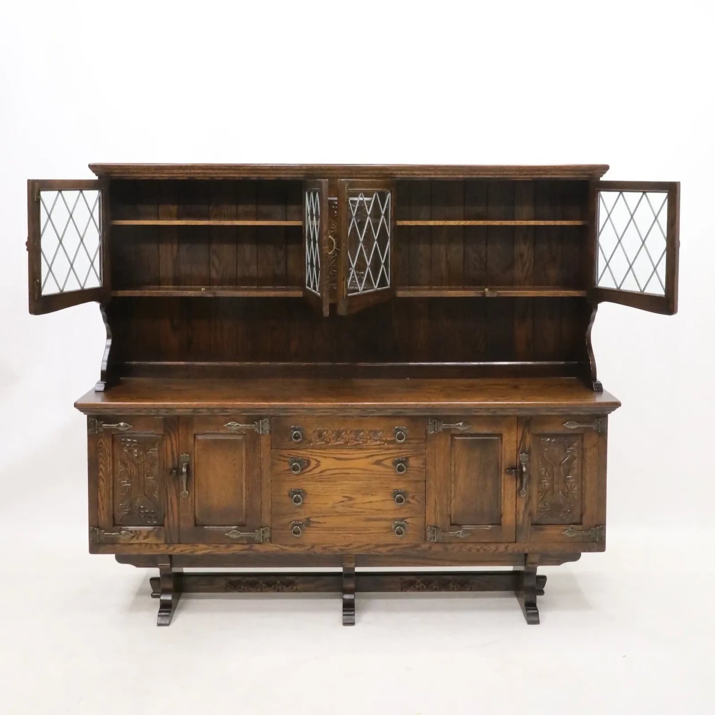 Raised Oak Dresser Cupboards Drawers Display Cabinets By Webber FREE UK Delivery