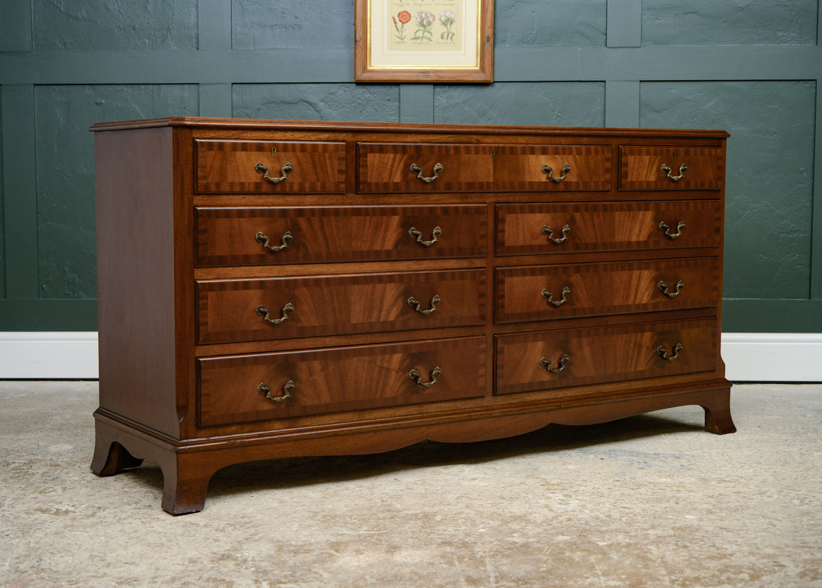 Regency Style Mahogany Sideboard Wide Bank of Drawers