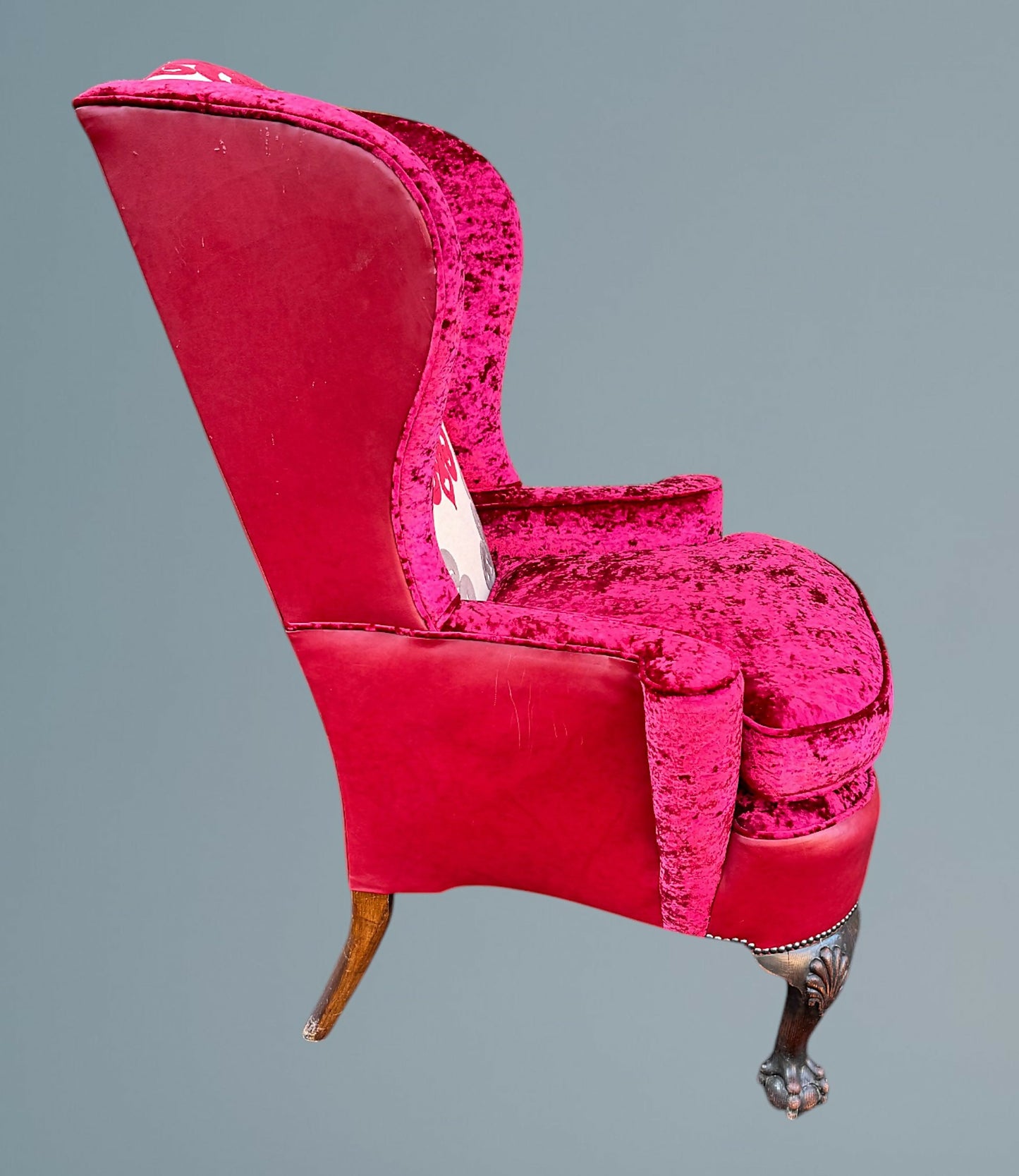 Oak Queen Anne Style Wing Chair