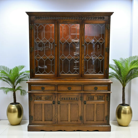 Old Charm Display Cabinet Sideboard Light Oak Finish Cupboards FREE UK Delivery. SBR10800/0608E