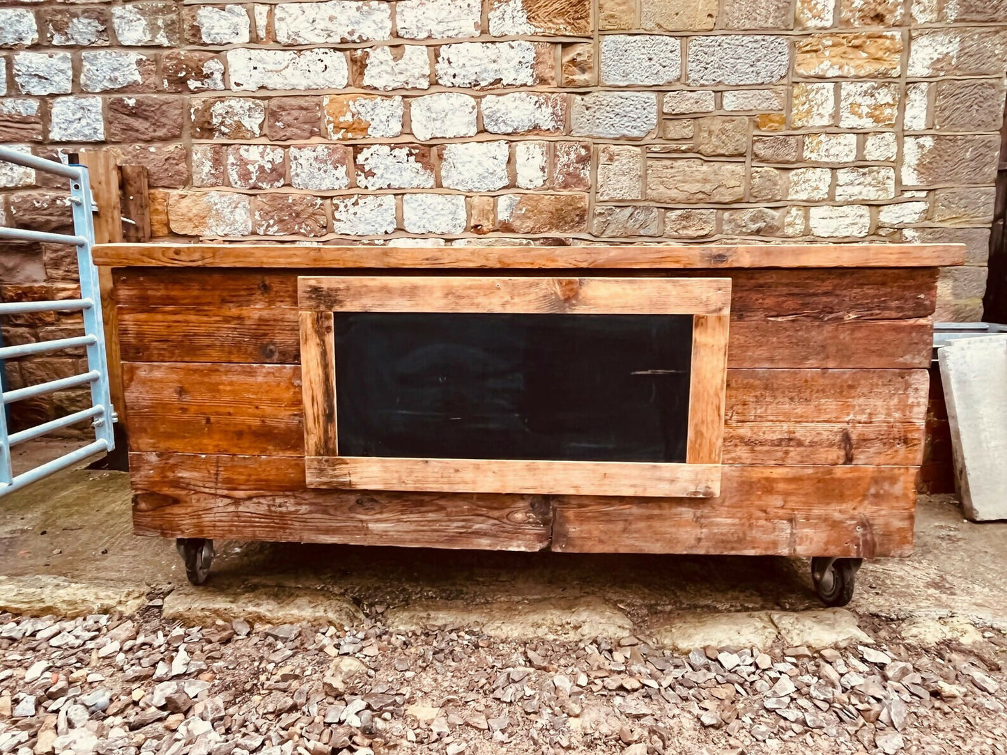 Rustic Reclaimed Wood Kitchen Island – Handmade Mobile Prep Table with Storage