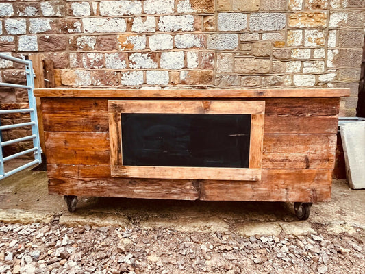 Rustic Reclaimed Wood Kitchen Island – Handmade Mobile Prep Table with Storage
