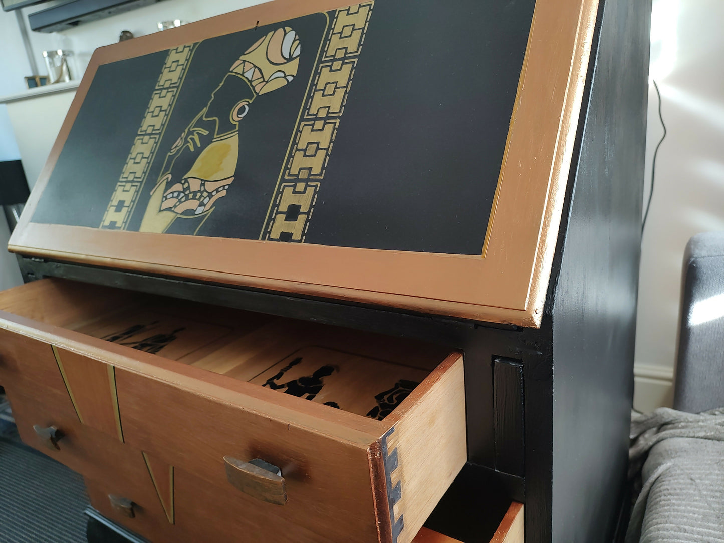 ONE OF A KIND “Echoes of Her” black, gold and copper bureau