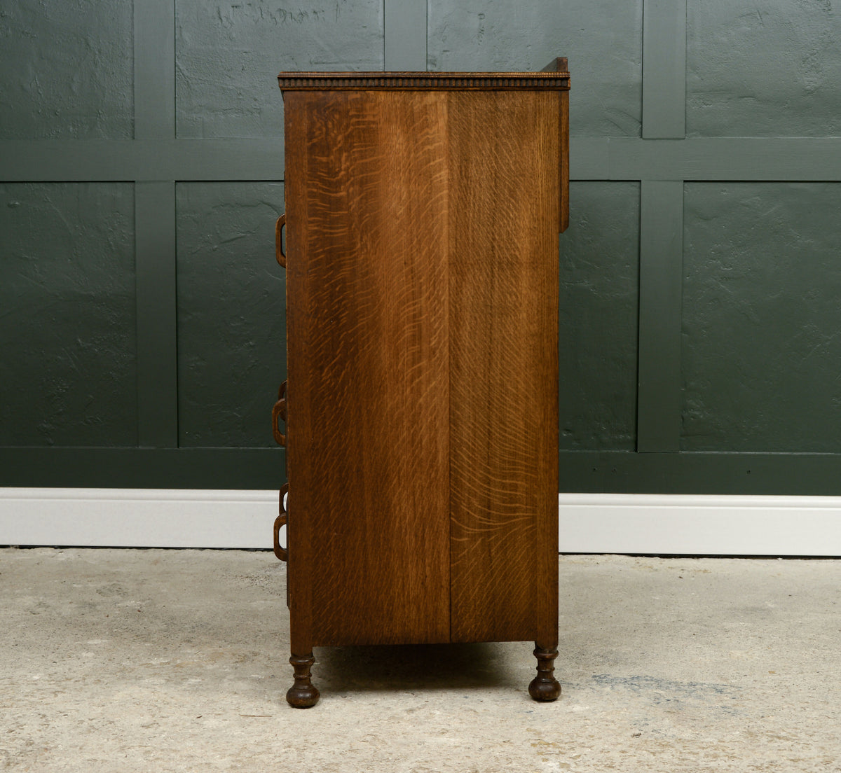 Art Deco Solid Oak Tallboy - Linen Cabinet - Cupboard Drawers