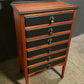 Antique Style 6 Drawer Chest Tallboy Cabinet Black/Wood Jewellery Storage 102cm