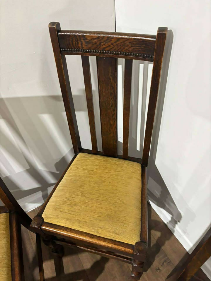 Vintage Set of Five Oak Dining Chairs