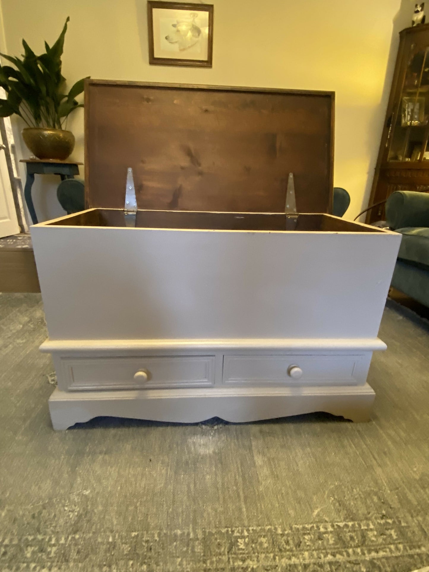 Vintage Painted Pine Chest, Blanket Box, Ottoman