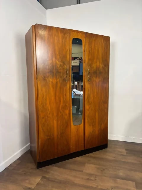 1950's Vintage Walnut Veneered Wardrobe