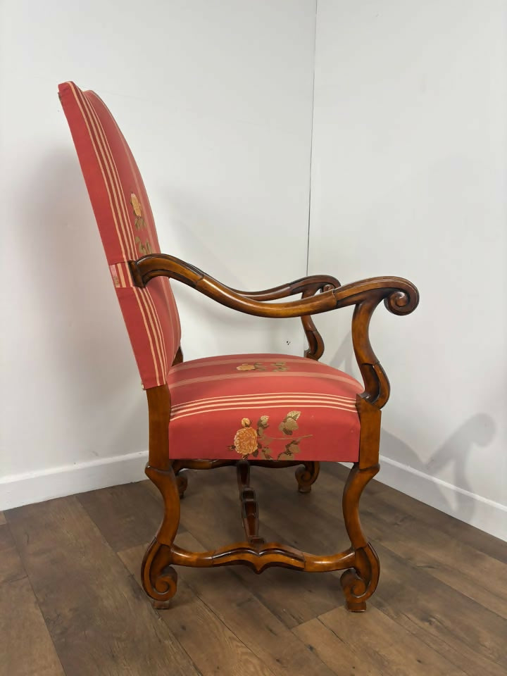 Victorian Style Reproduction Mahogany Upholstered Armchair