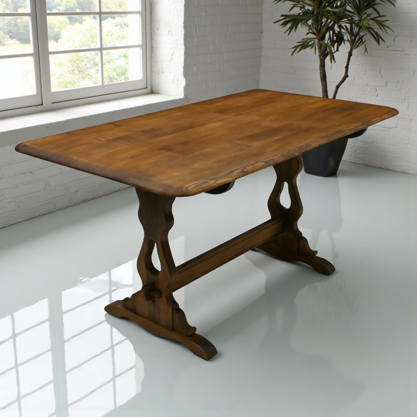 Vintage Oak Country Kitchen Table Refectory Style Refinished FREE UK Delivery. SBR10934/1209E