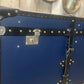 Luxury Handmade Pebble Blue Black Leather Furniture Trunk