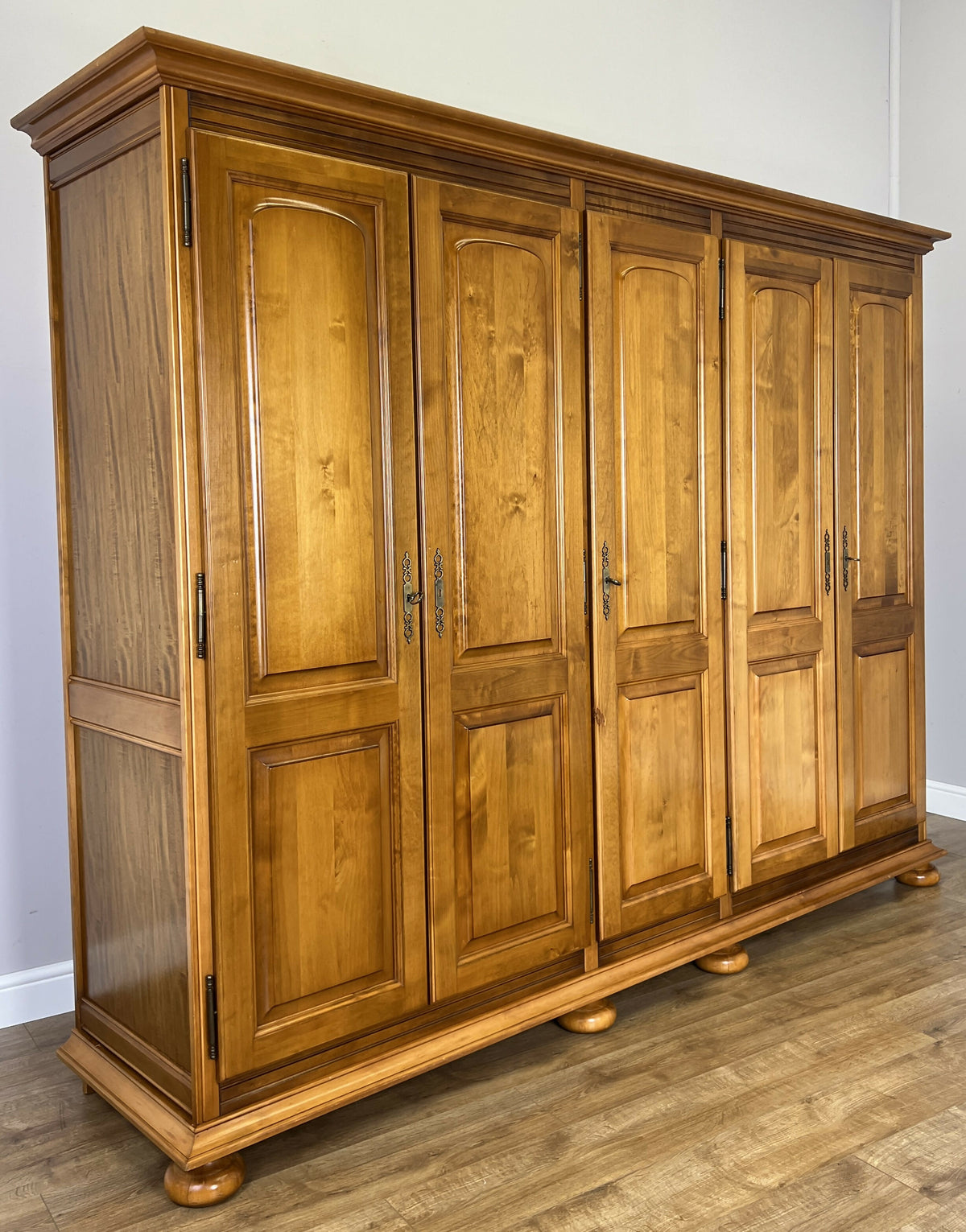 Wardrobe Vintage French Style Five Door Storage Carved Armoire LOT 6518