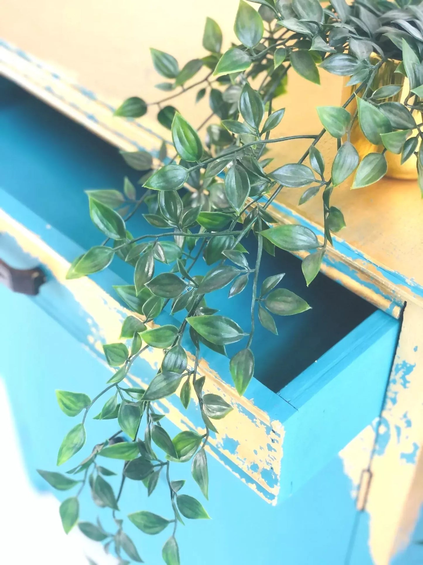 Gold And Teal Upcycled Records Drinks Cabinet