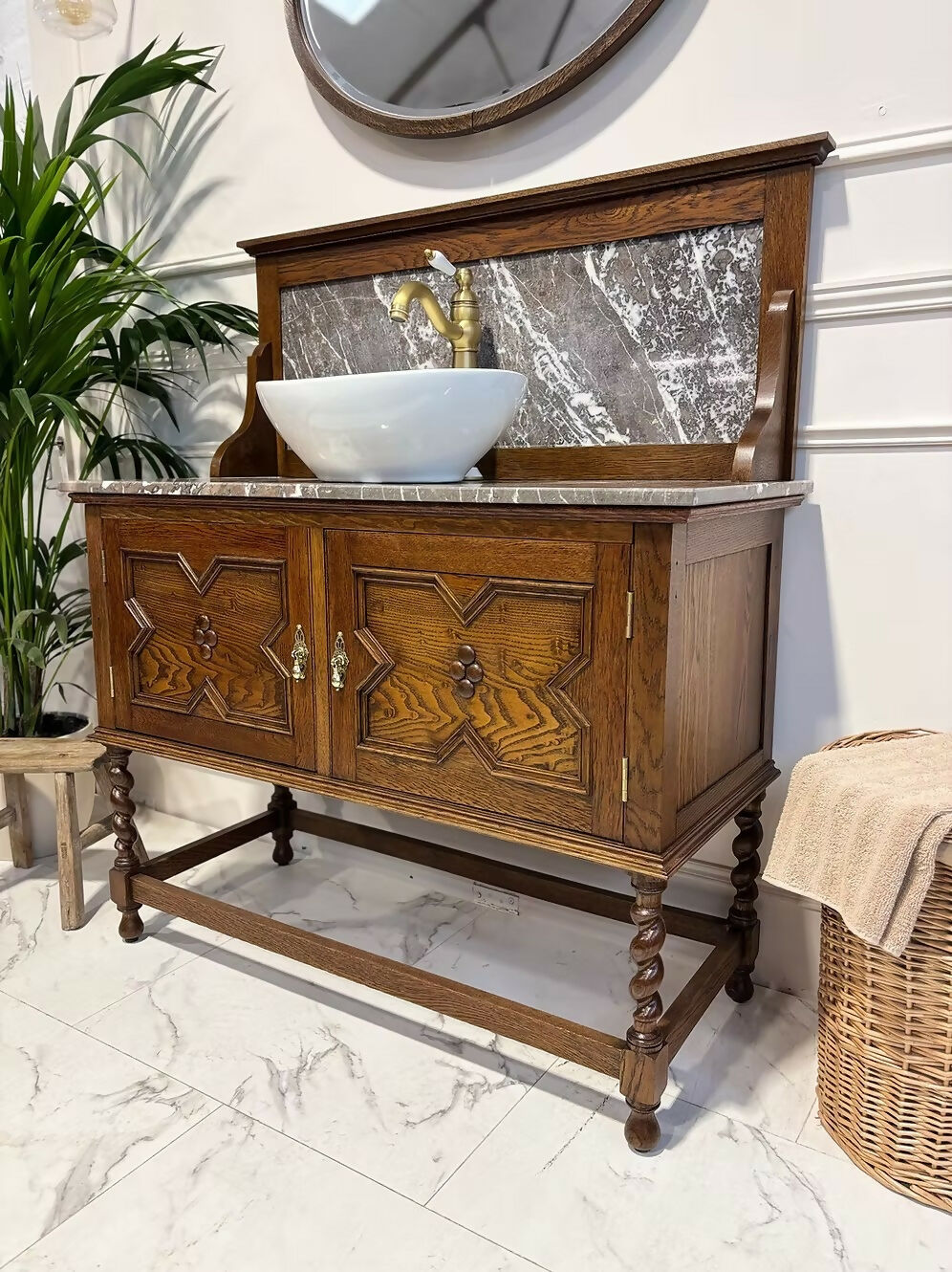 Vintage Wooden Vanity Unit