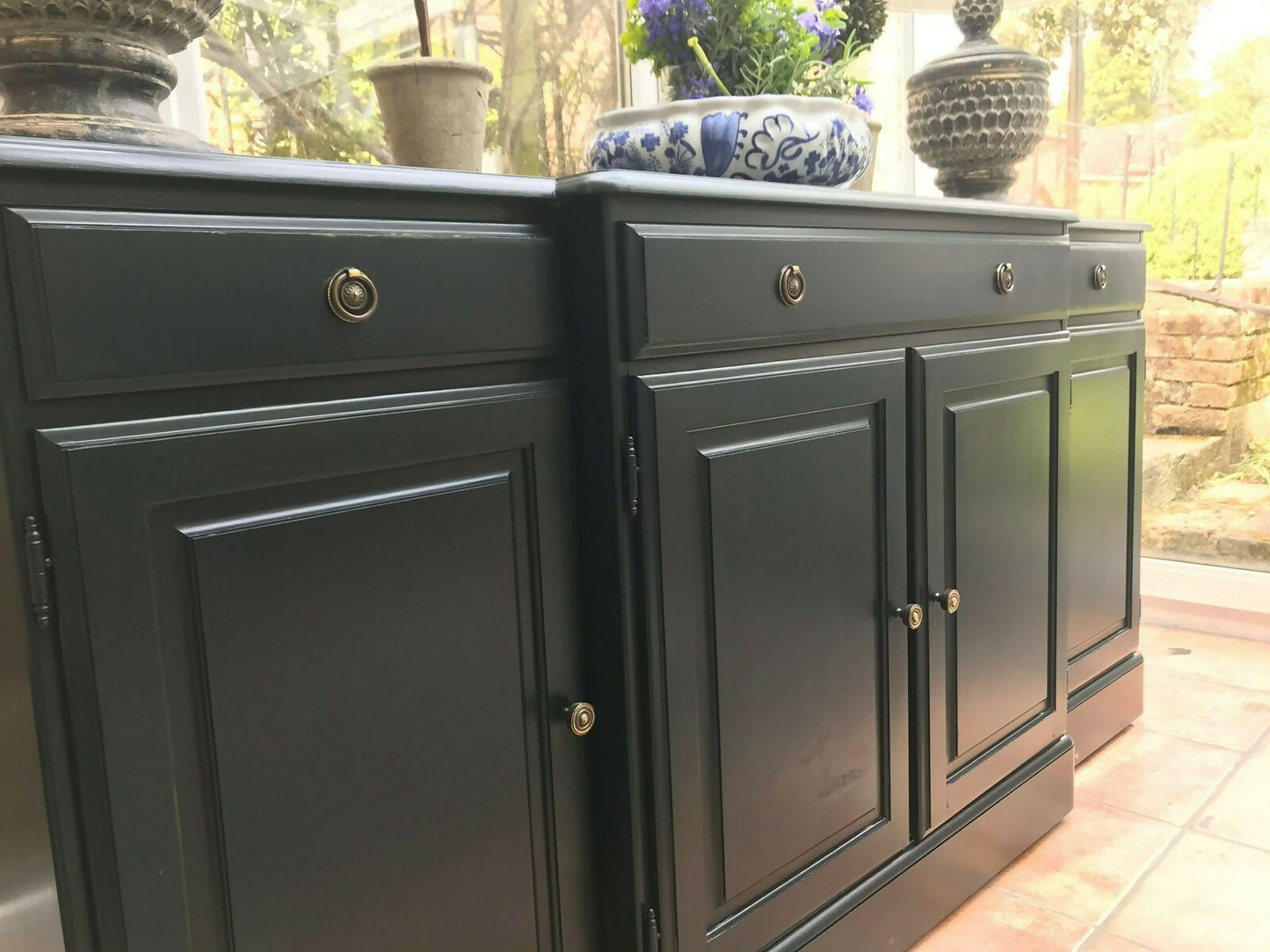 Large Painted Black Sideboard/Buffet/Credenza