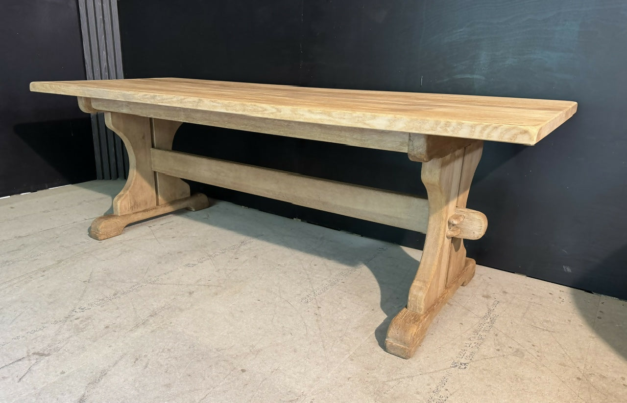 French Bleached Oak Farmhouse Dining Table