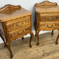 Pair of Bedside Tables Vintage French Louis Nightstands Oak Cabinets LOT 6575