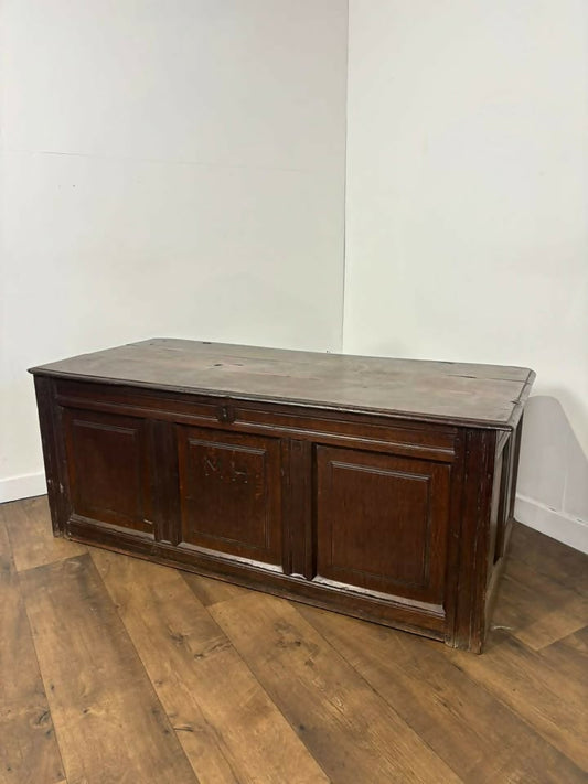 Georgian Oak Three Panel Coffer with Initials ‘MH’