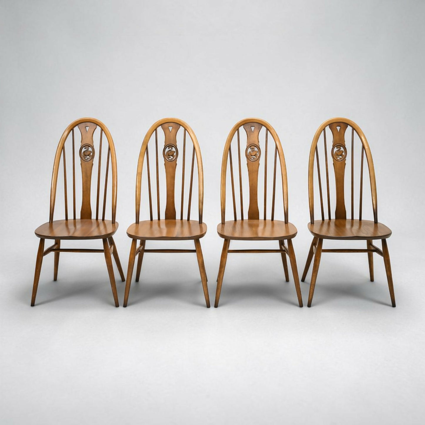 4 Ercol Windsor Swan Bow Back Dining Chairs Golden Dawn EXC FREE UK Delivery *