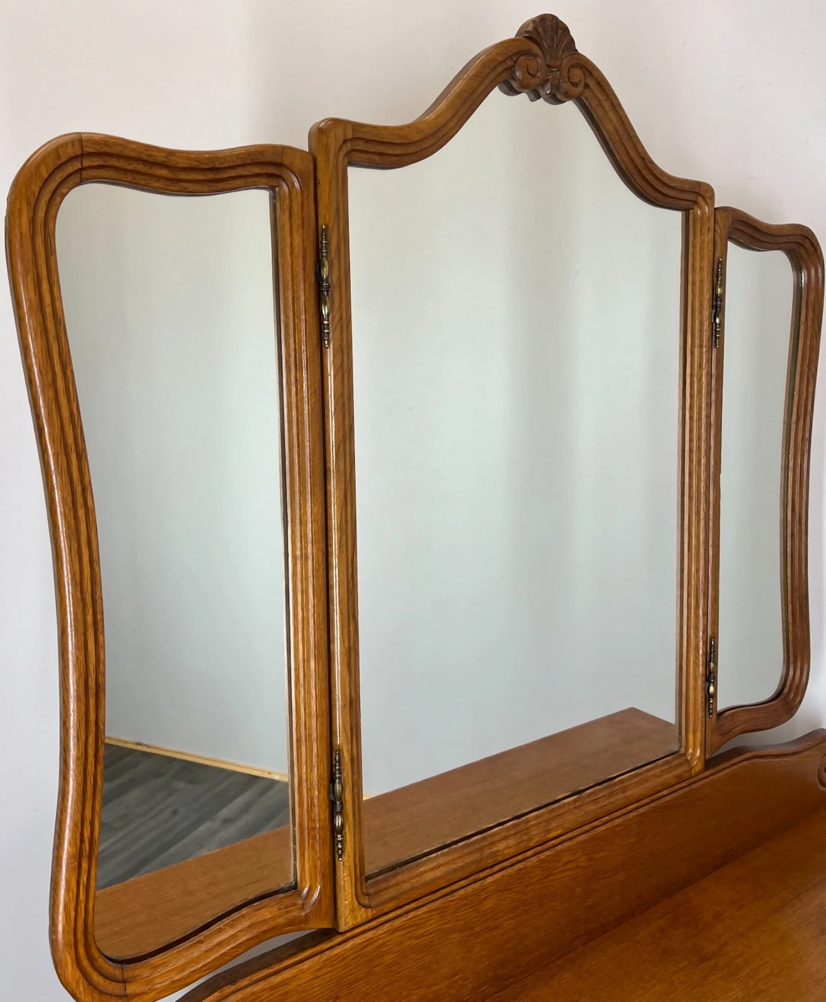 Dressing Table with Mirror Vintage French Louis Oak Vanity Makeup Table LOT 2757
