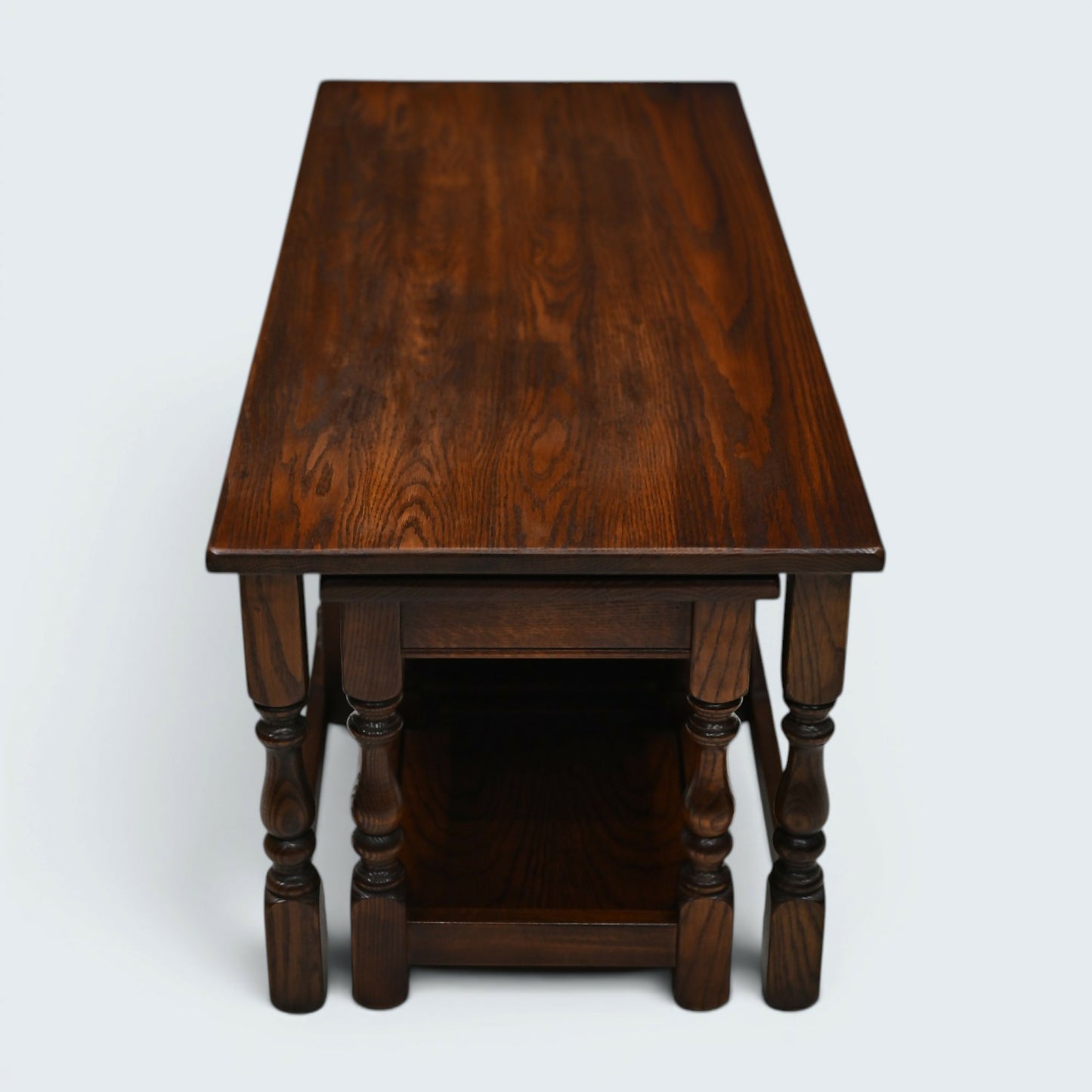 Old Charm Long Nest of Tables Solid Oak Coffee Table Tudor Brown FREE Delivery*
