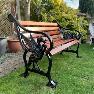 Liverpool Liverbird Heavy Cast Iron Garden Bench Seat Chair Patio