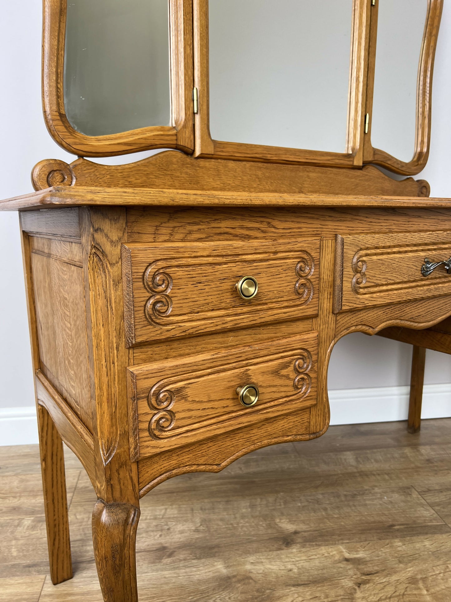 Dressing Table with Mirror Vintage French Oak Louis Vanity Table Makeup LOT 6321