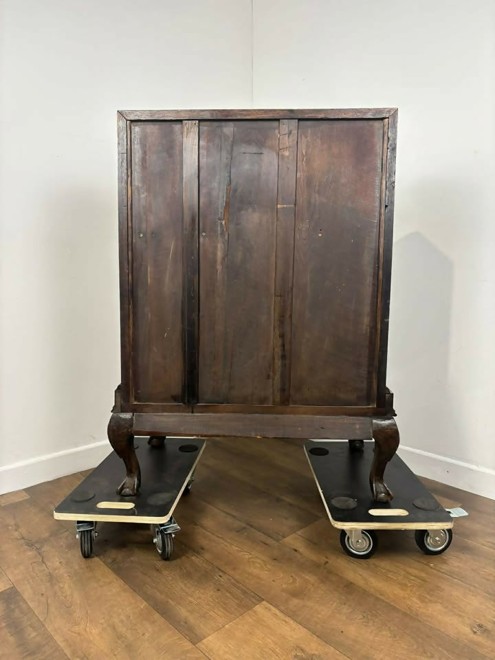Early 20th Century Oak Bureau with Fitted Interior & Carved Base
