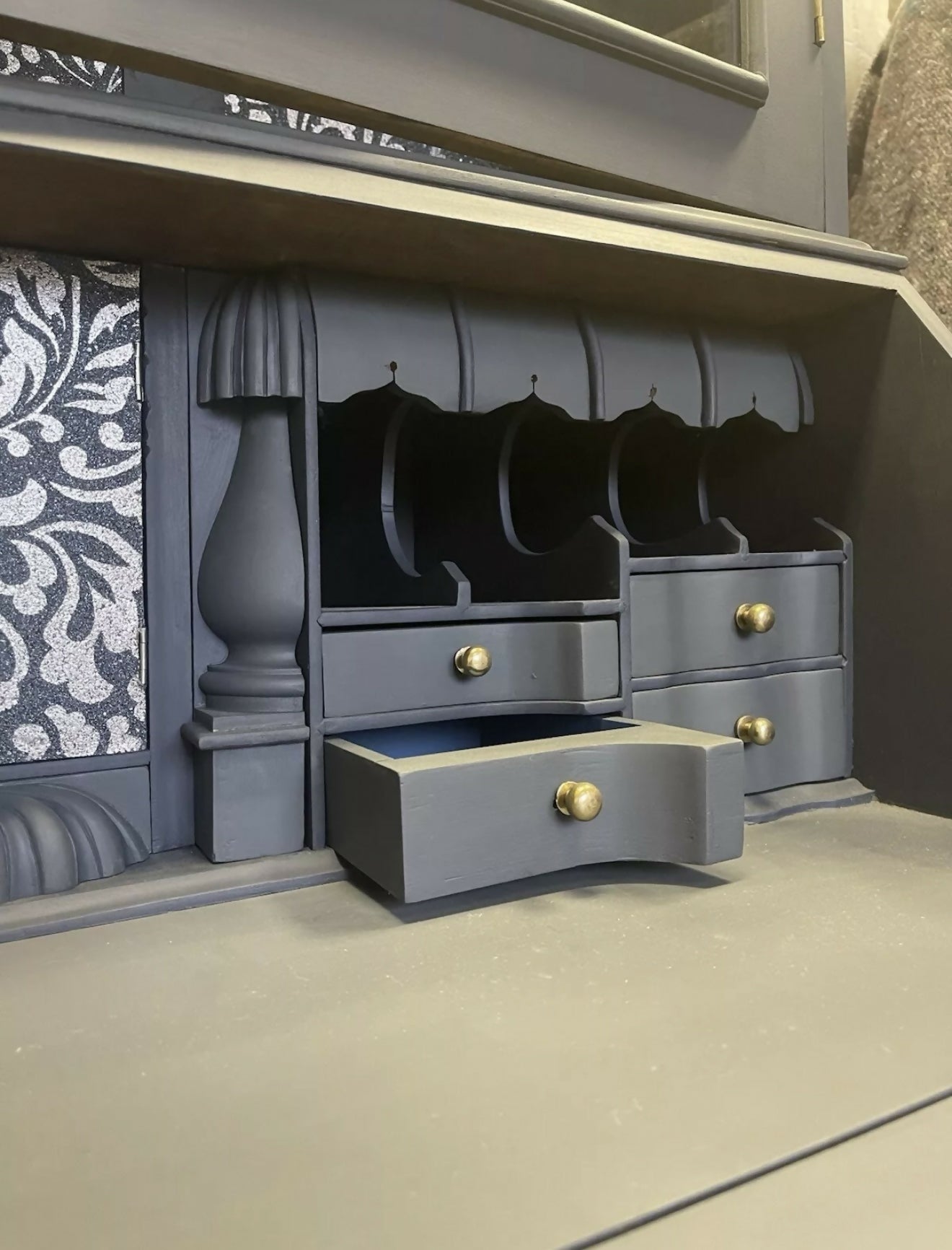 Writing Bureau with upper glass fronted Bookcsse