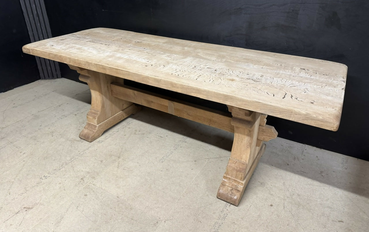 Bleached Oak Farmhouse Dining Table