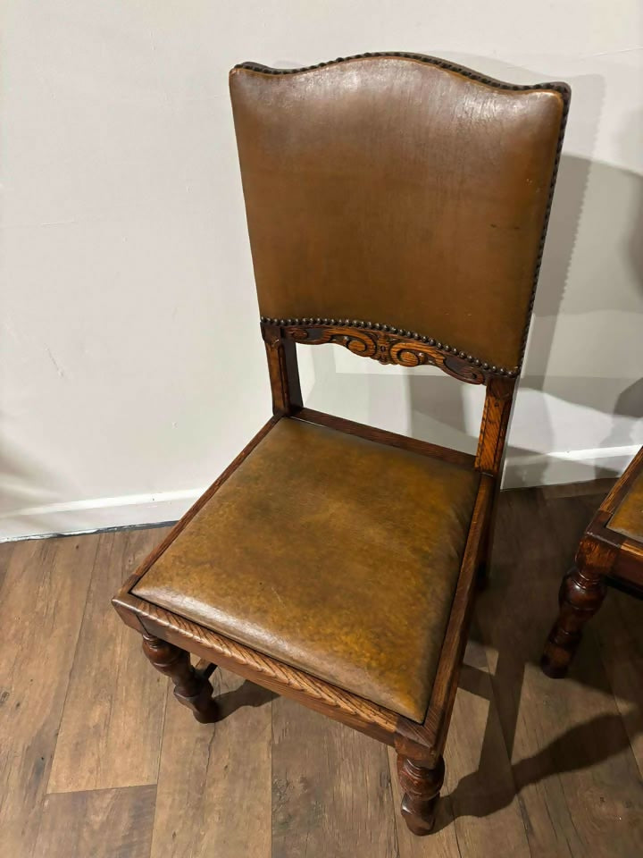 Set of Four Vintage 1940s Oak Dining Chairs