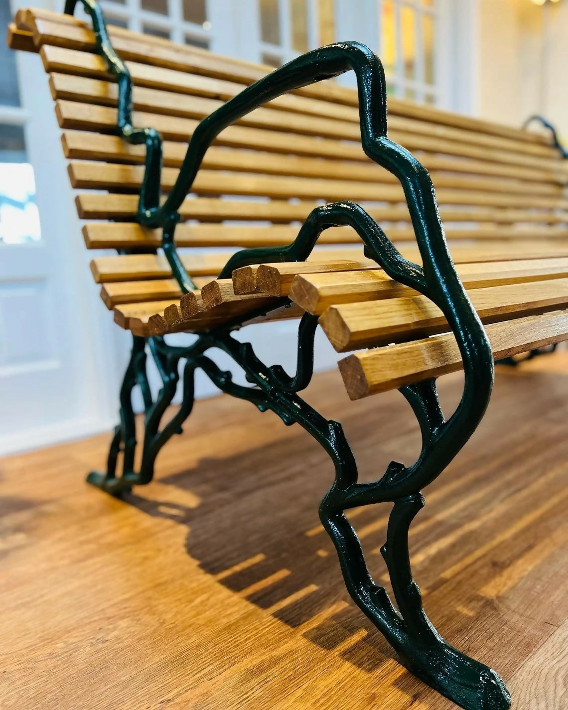 Cast Iron Garden Bench Seat Chair Oak Wood