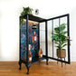 Upcycled Vintage Drinks Cabinet | Painted Dark Navy Tropical Decoupage Glazed Home Bar | Cocktail Cabinet