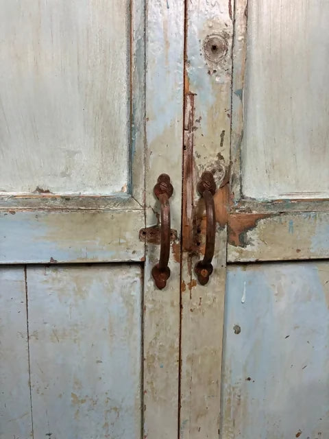 Rustic Reclaimed Wooden Light Blue Cupboard