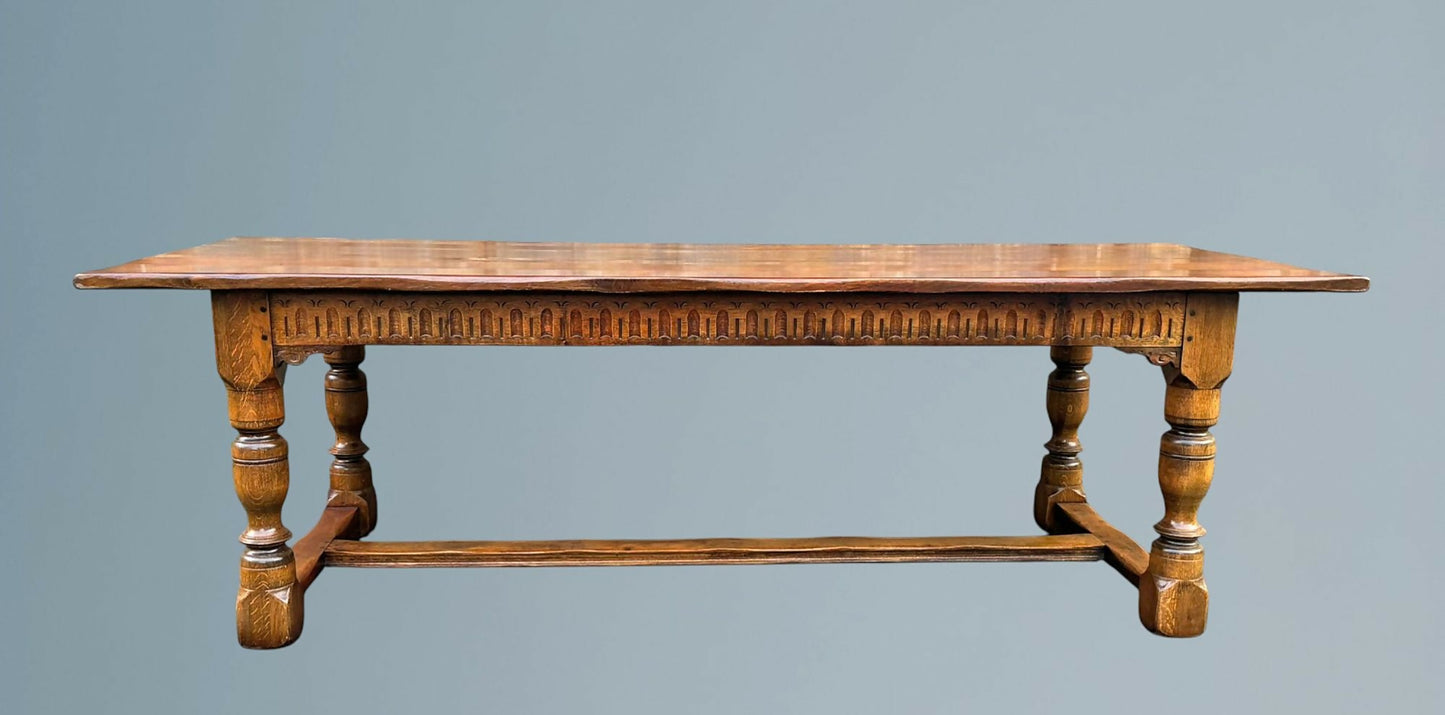 Large Oak Refectory Dining Table 8 - 10 Seater