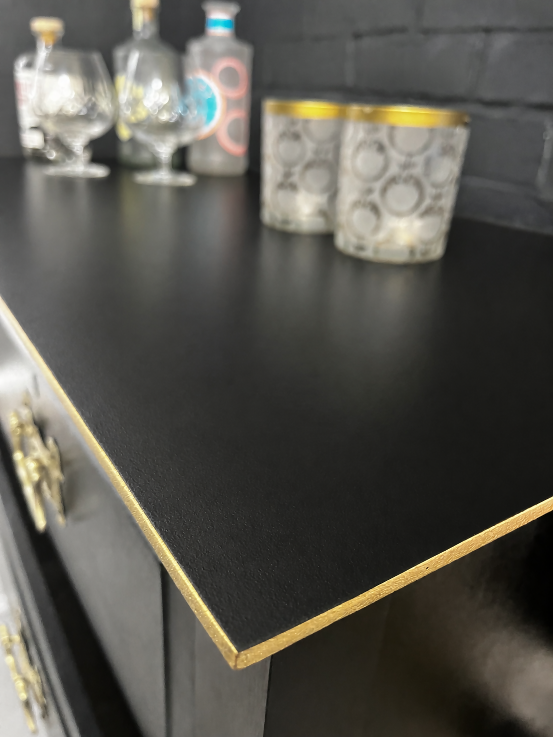 Black & Gold, Upcycled, Painted Dresser – Striking Modern Glamour with Hand-Finished Detail