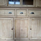 Rustic Antique Victorian Stripped Pitch Pine Cupboard Glazed Dresser Server