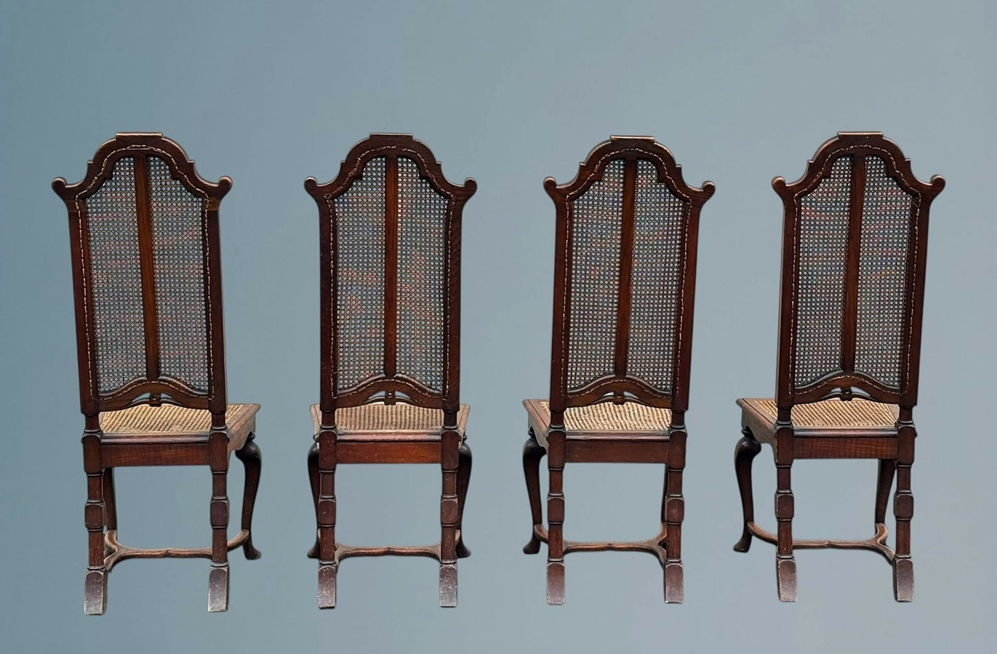 Set Of Four Oak High Back Chairs