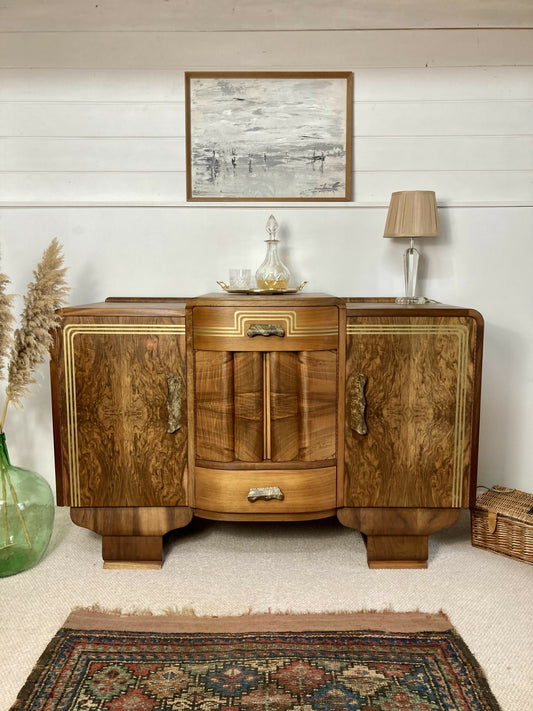 Art Deco Walnut Sideboard Cocktail Cabinet by F.H Marshall