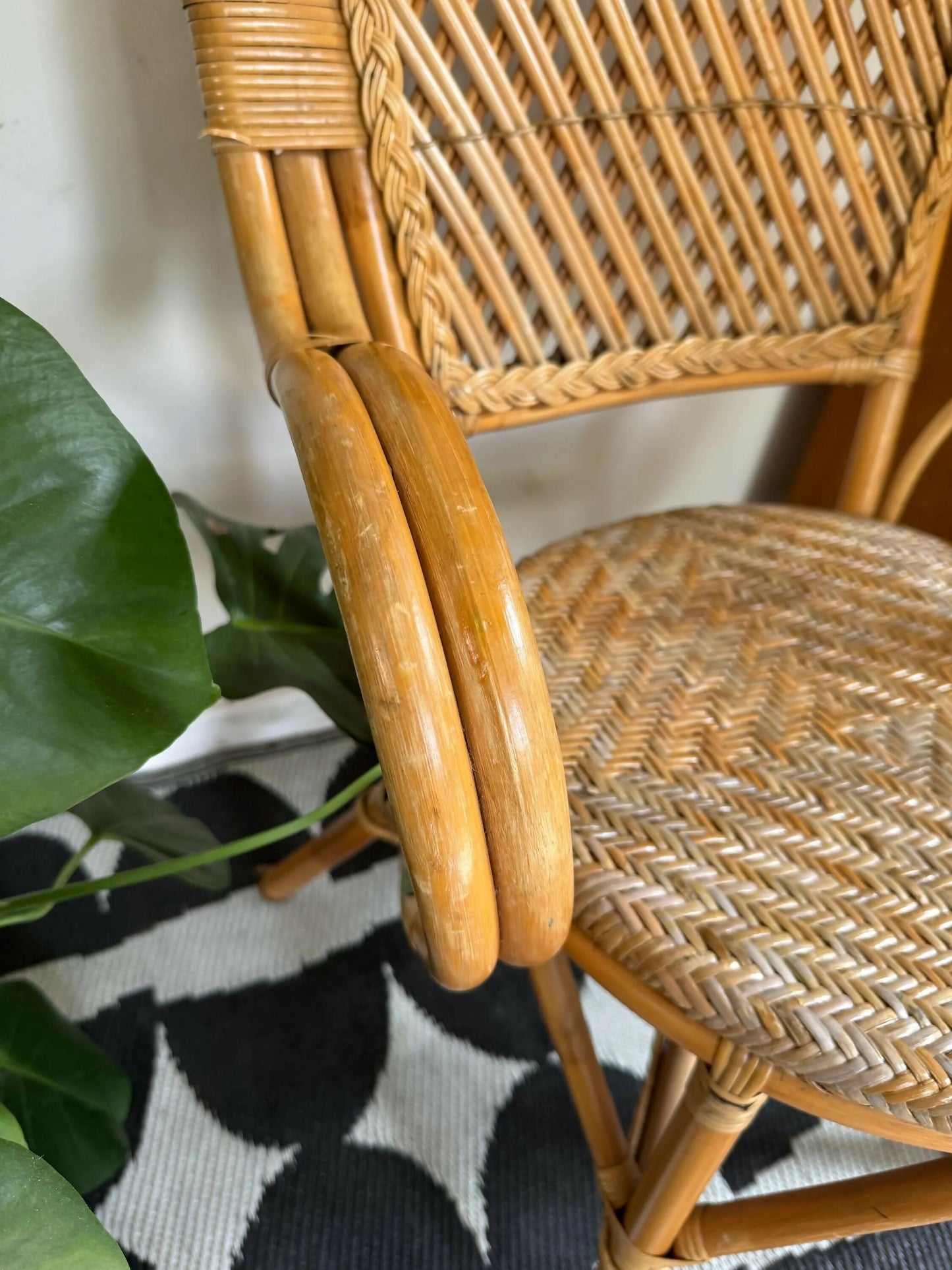 Mid Century Retro Vintage Bamboo Cane Chair