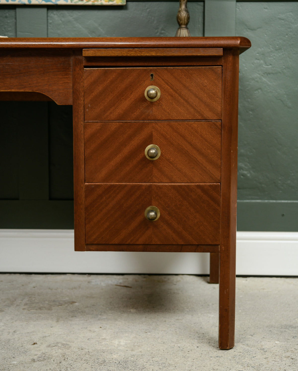 Vintage Home Office Desk with Drawers - Mahogany Finish