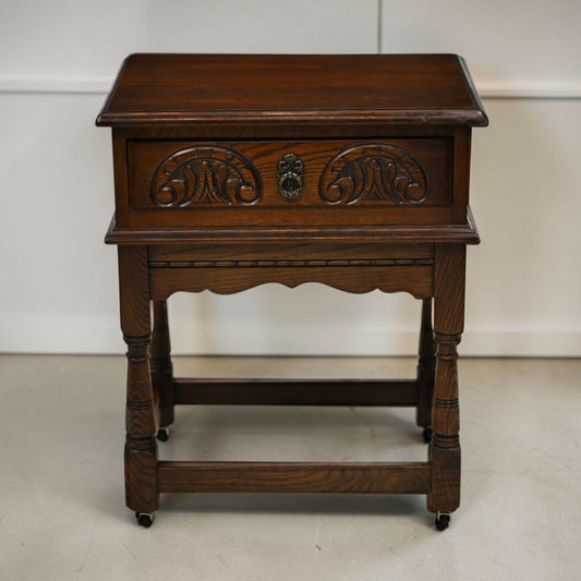 Old Charm Side Table Lamp Table Tudor Brown Finish With Drawer FREE UK Delivery