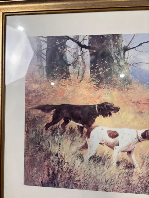 Framed “Hunting Pheasants” Print After Eugene Petit – 19th Century Sporting Scene