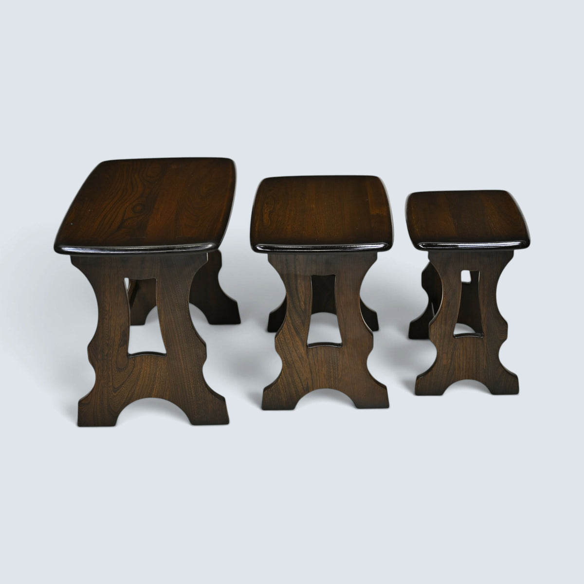 Ercol Nest Of Tables 3 Solid Elm Table Traditional Dark Finish FREE UK Delivery*