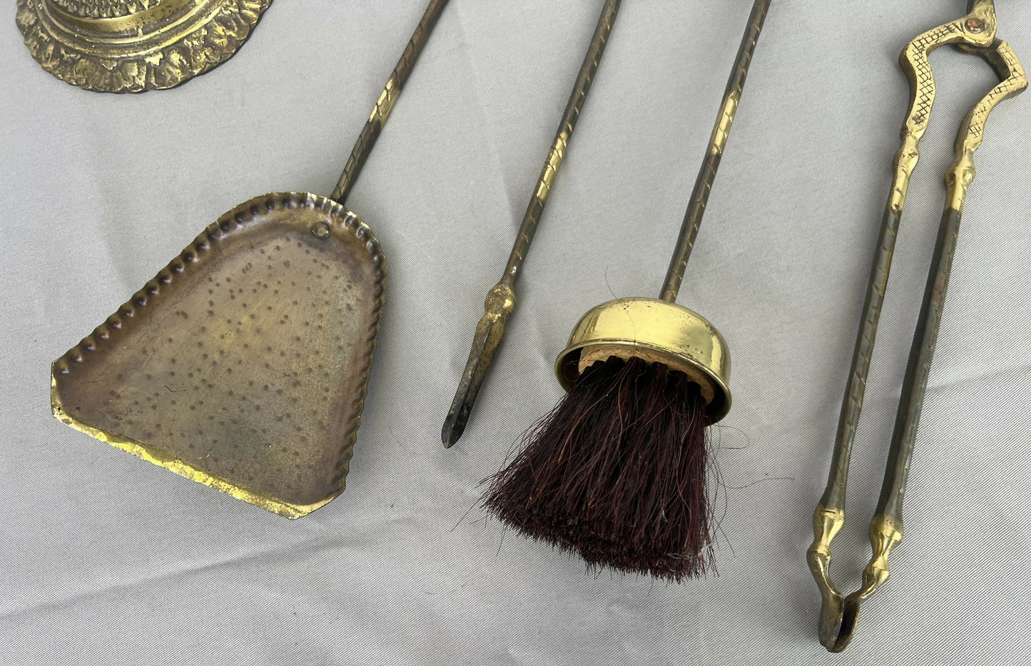 Fireplace Set Vintage French Style Brass 5 Piece Companion Set LOT 6445