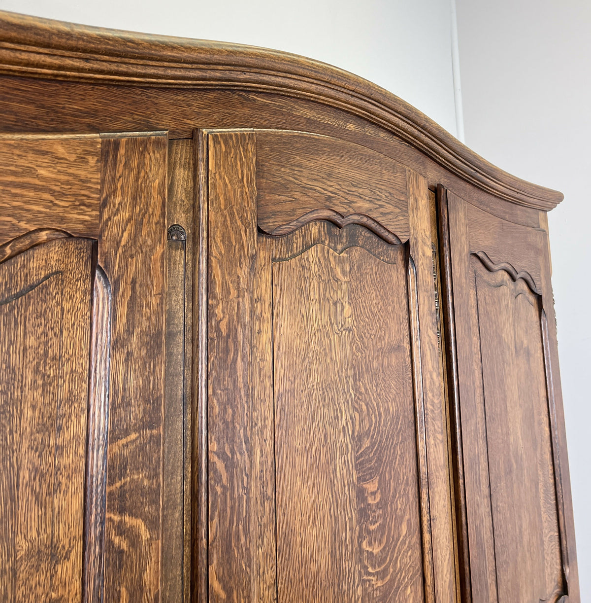 Wardrobe Vintage French Louis XVI Style Oak Three Door Carved Armoire LOT 6507