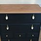 Stag minstrel black chest of drawers vintage tallboy with exposed wood top