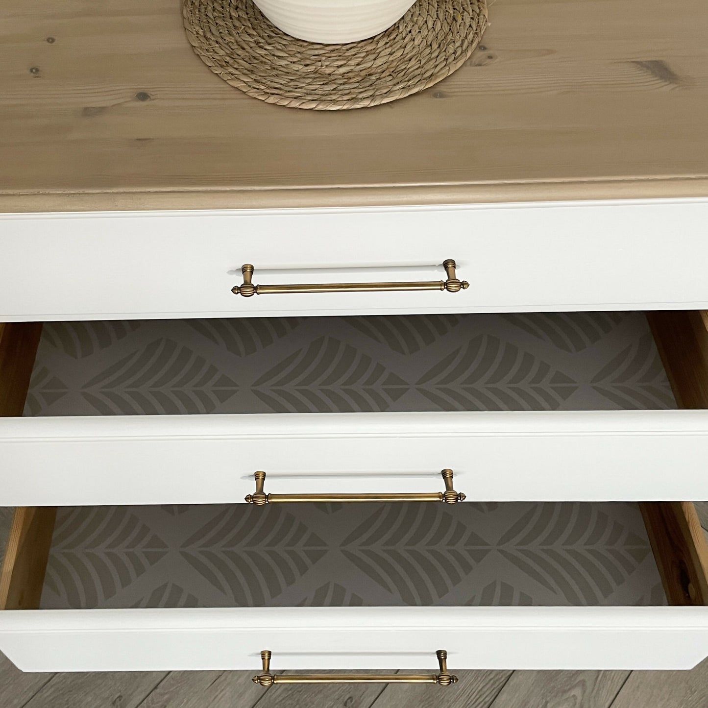 White Chest of Drawers Solid Wood | Hand Painted Vintage Dresser | Rustic Wood Top Bedroom Furniture | Modern Farmhouse Storage