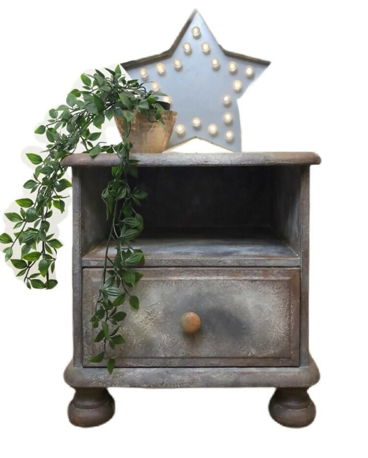 Industrial 'rusty metal' paint effect bedside cabinet by Paint Kitchen