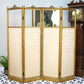 Folding Screen Room Divider Gilt Wood French Empire Style Paravent Silk and Glas